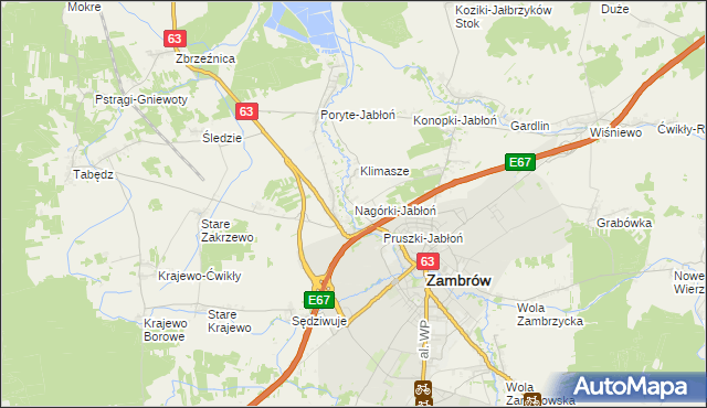 mapa Nagórki-Jabłoń, Nagórki-Jabłoń na mapie Targeo