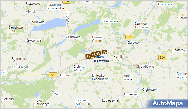 mapa Nowa Karczma powiat kościerski, Nowa Karczma powiat kościerski na mapie Targeo