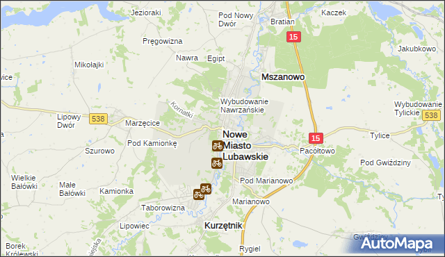 mapa Nowe Miasto Lubawskie, Nowe Miasto Lubawskie na mapie Targeo