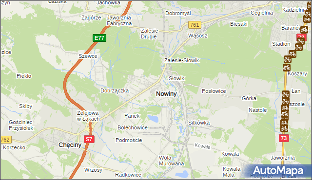 mapa Nowiny gmina Sitkówka-Nowiny, Nowiny gmina Sitkówka-Nowiny na mapie Targeo