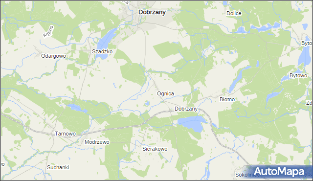 mapa Ognica gmina Dobrzany, Ognica gmina Dobrzany na mapie Targeo