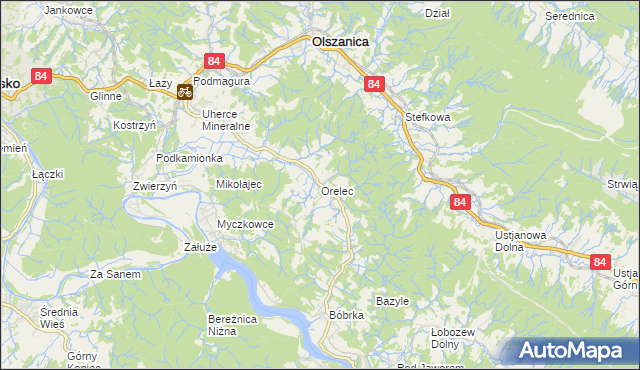 mapa Orelec, Orelec na mapie Targeo