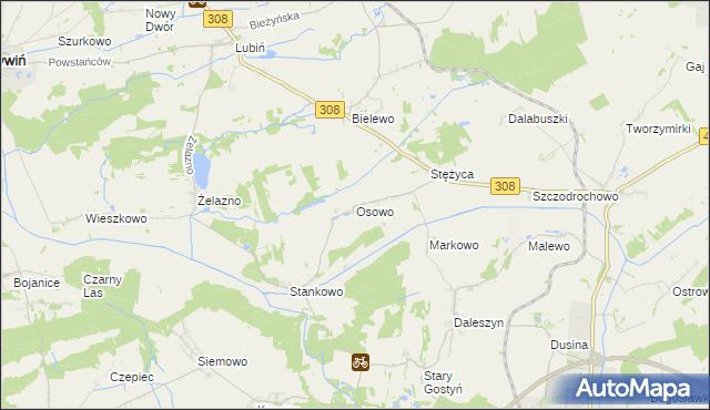 mapa Osowo gmina Gostyń, Osowo gmina Gostyń na mapie Targeo