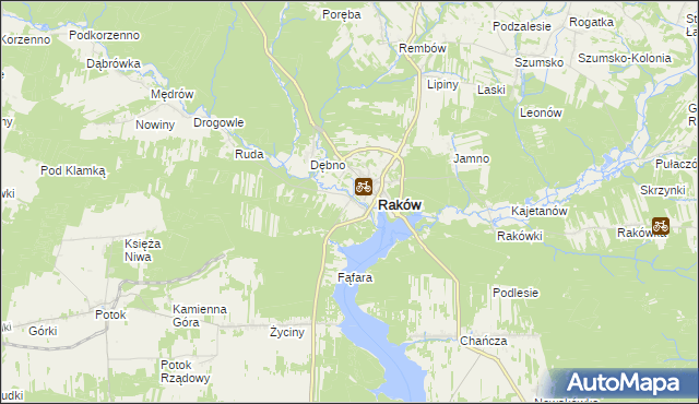 mapa Pągowiec gmina Raków, Pągowiec gmina Raków na mapie Targeo