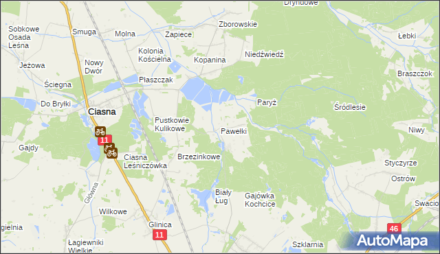 mapa Pawełki gmina Kochanowice, Pawełki gmina Kochanowice na mapie Targeo