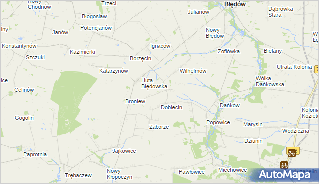 mapa Pelinów gmina Błędów, Pelinów gmina Błędów na mapie Targeo