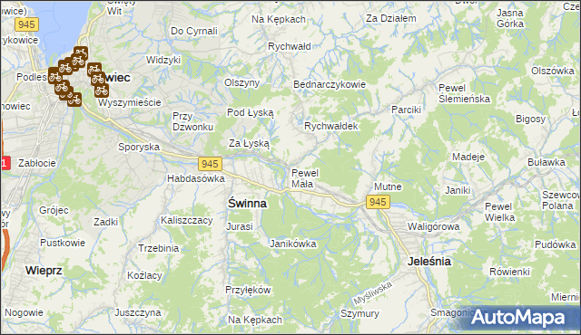 mapa Pewel Mała, Pewel Mała na mapie Targeo