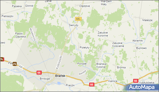 mapa Poletyły, Poletyły na mapie Targeo