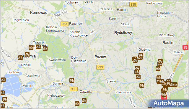 mapa Pszów, Pszów na mapie Targeo
