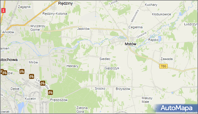 mapa Siedlec gmina Mstów, Siedlec gmina Mstów na mapie Targeo