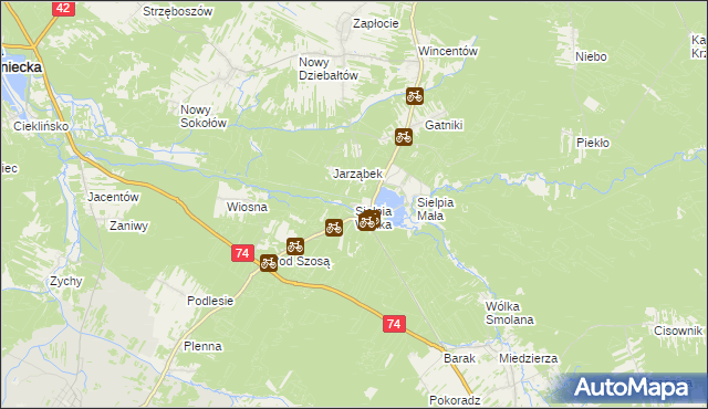mapa Sielpia Wielka, Sielpia Wielka na mapie Targeo