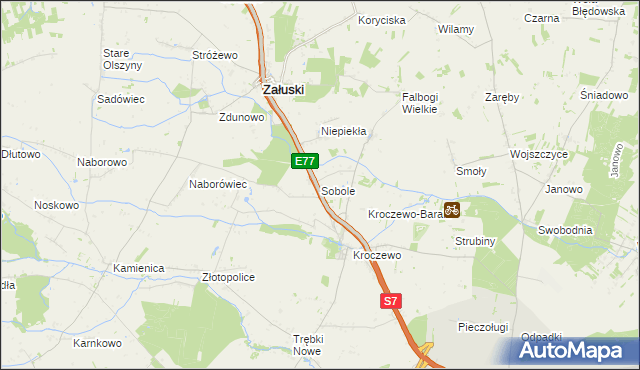 mapa Sobole gmina Załuski, Sobole gmina Załuski na mapie Targeo