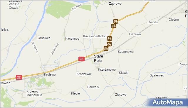 mapa Stare Pole powiat malborski, Stare Pole powiat malborski na mapie Targeo