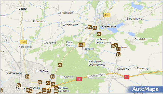 mapa Trzebania, Trzebania na mapie Targeo
