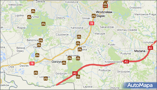 mapa Turza Śląska, Turza Śląska na mapie Targeo
