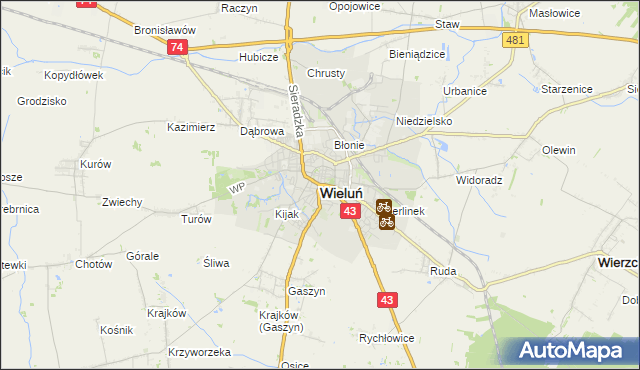 mapa Wieluń, Wieluń na mapie Targeo