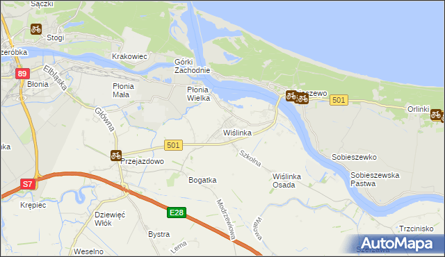 mapa Wiślinka, Wiślinka na mapie Targeo