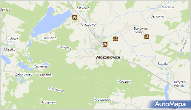 mapa Włoszakowice, Włoszakowice na mapie Targeo