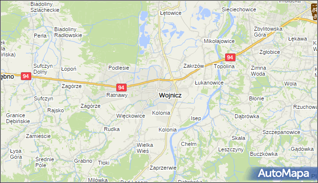 mapa Wojnicz, Wojnicz na mapie Targeo