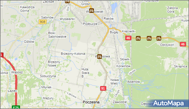 mapa Wrzosowa, Wrzosowa na mapie Targeo
