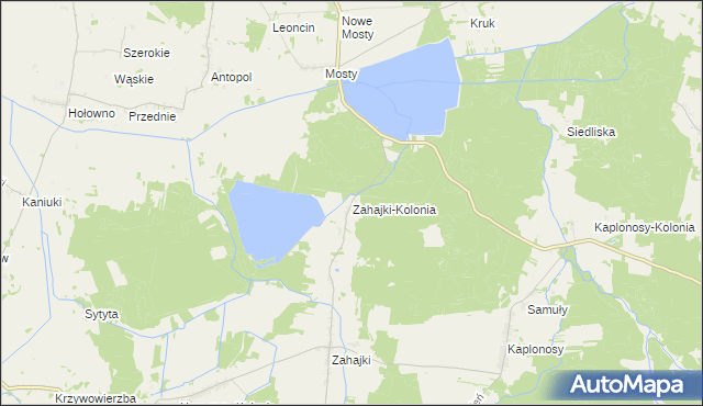 mapa Zahajki-Kolonia, Zahajki-Kolonia na mapie Targeo