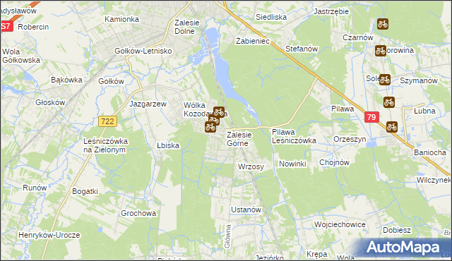 mapa Zalesie Górne, Zalesie Górne na mapie Targeo