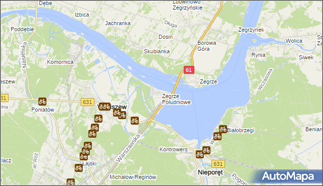 mapa Zegrze Południowe, Zegrze Południowe na mapie Targeo