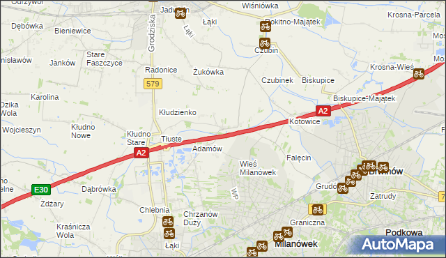 mapa Żuków gmina Grodzisk Mazowiecki, Żuków gmina Grodzisk Mazowiecki na mapie Targeo