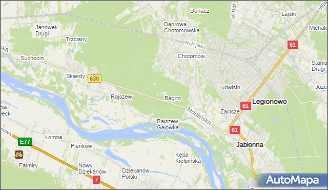 mapa Bagno gmina Jabłonna, Bagno gmina Jabłonna na mapie Targeo