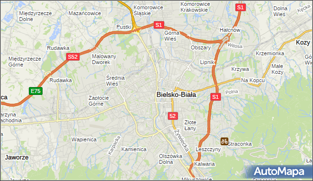 mapa Bielsko-Białej, Bielsko-Biała na mapie Targeo