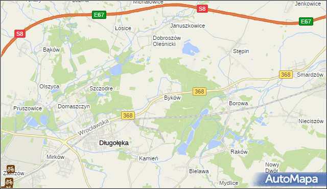 mapa Byków, Byków na mapie Targeo