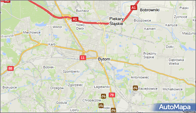 mapa Bytomia, Bytom na mapie Targeo