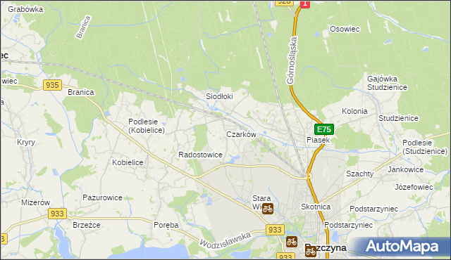 mapa Czarków gmina Pszczyna, Czarków gmina Pszczyna na mapie Targeo