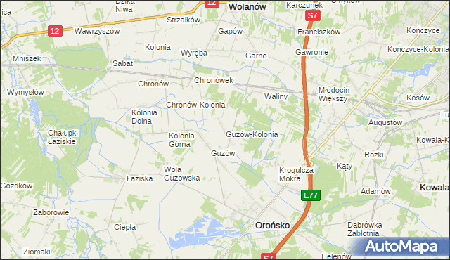 mapa Guzów-Kolonia, Guzów-Kolonia na mapie Targeo