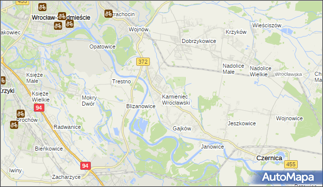 mapa Kamieniec Wrocławski, Kamieniec Wrocławski na mapie Targeo