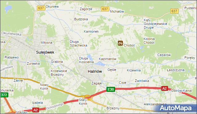 mapa Kazimierów gmina Halinów, Kazimierów gmina Halinów na mapie Targeo