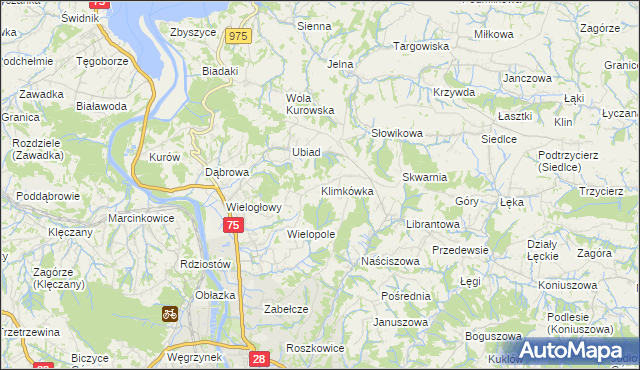 mapa Klimkówka gmina Chełmiec, Klimkówka gmina Chełmiec na mapie Targeo