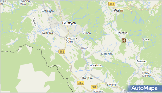 mapa Kolce, Kolce na mapie Targeo