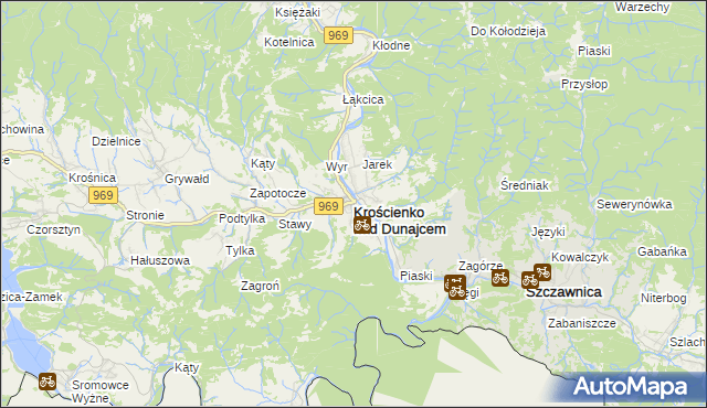 mapa Krościenko nad Dunajcem, Krościenko nad Dunajcem na mapie Targeo