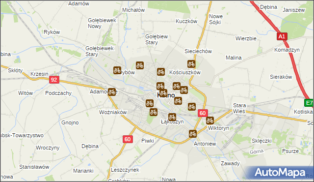 mapa Kutno, Kutno na mapie Targeo