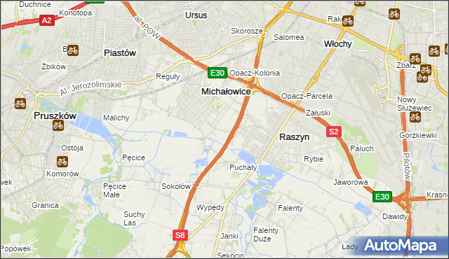 mapa Michałowice-Wieś, Michałowice-Wieś na mapie Targeo