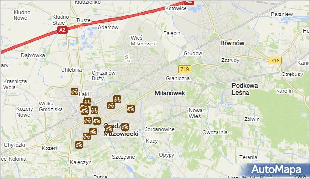 mapa Milanówek, Milanówek na mapie Targeo