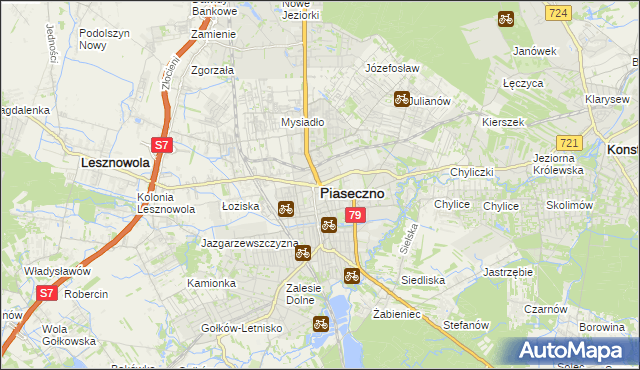 mapa Piaseczno, Piaseczno na mapie Targeo