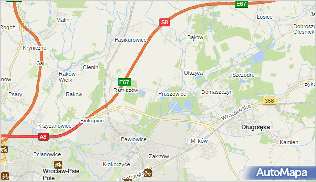 mapa Pruszowice, Pruszowice na mapie Targeo