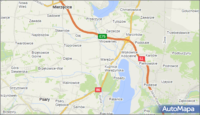 mapa Warężyn, Warężyn na mapie Targeo