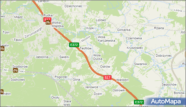 mapa Wola Ducka, Wola Ducka na mapie Targeo