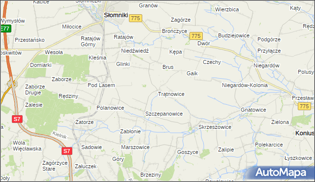 mapa Trątnowice, Trątnowice na mapie Targeo