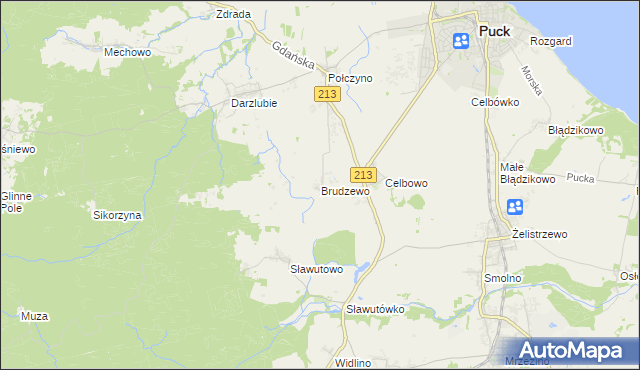 mapa Brudzewo gmina Puck, Brudzewo gmina Puck na mapie Targeo