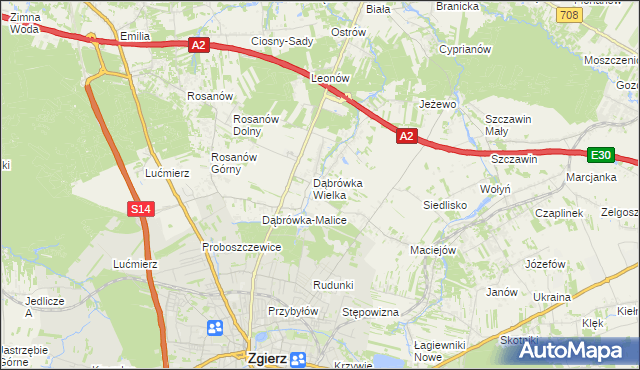 mapa Dąbrówka-Strumiany, Dąbrówka-Strumiany na mapie Targeo