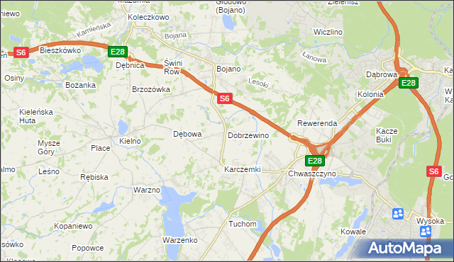 mapa Dobrzewino, Dobrzewino na mapie Targeo